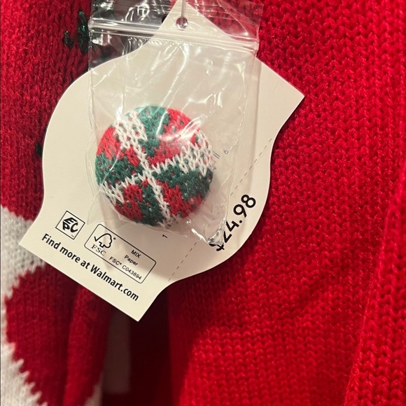 Holiday Time Red and Green Cardigan Sweater - Picture 5 of 5